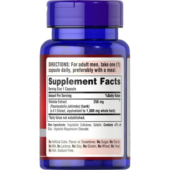 Стимулятор тестостерону Puritan's Pride Yohimbe Extract, 50 капсул