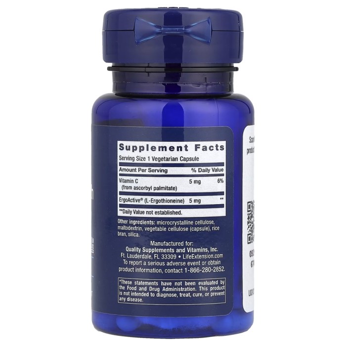 Амінокислота Life Extension Essential Youth L-Ergothioneine 5 mg, 30 вегакапсул