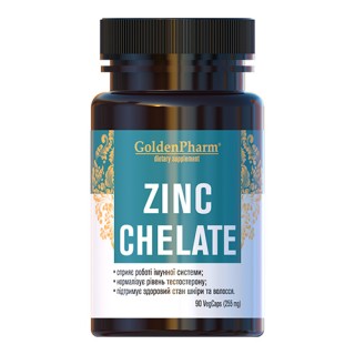 Вітаміни та мінерали Golden Pharm Zinc Chelate, 90 вегакапсул