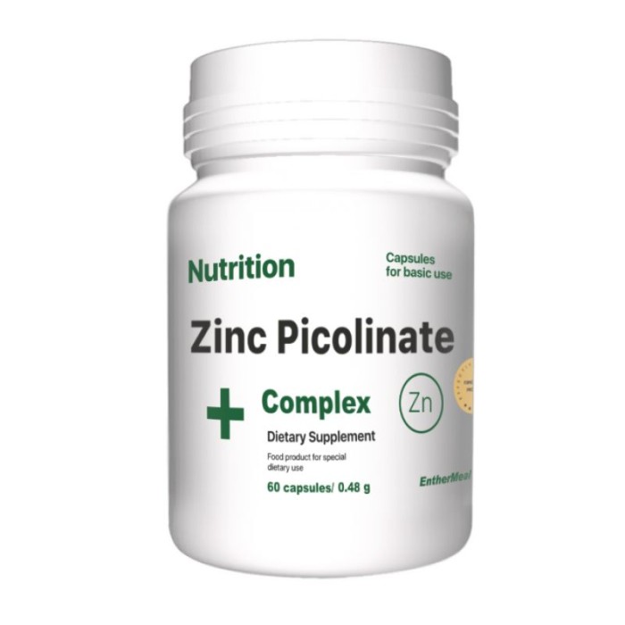 Витамины и минералы EntherMeal Zinc Picolinate Complex+, 60 капсул